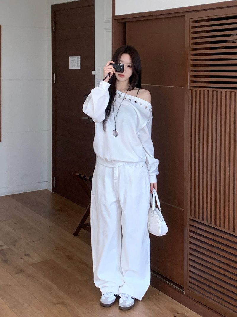 Luri Back Heart Pocket Carpenter Wide Pants 