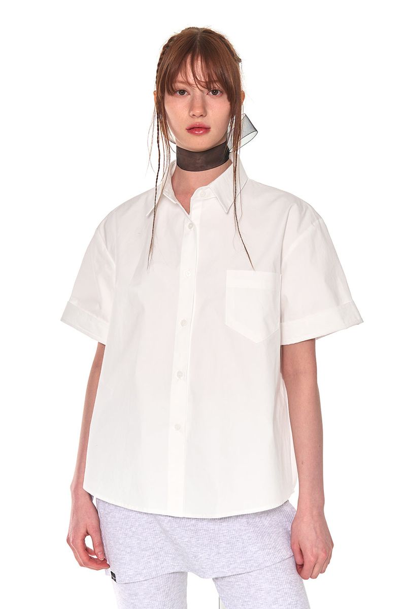 HALF COTTON OVERFIT SHIRTS (WHITE)