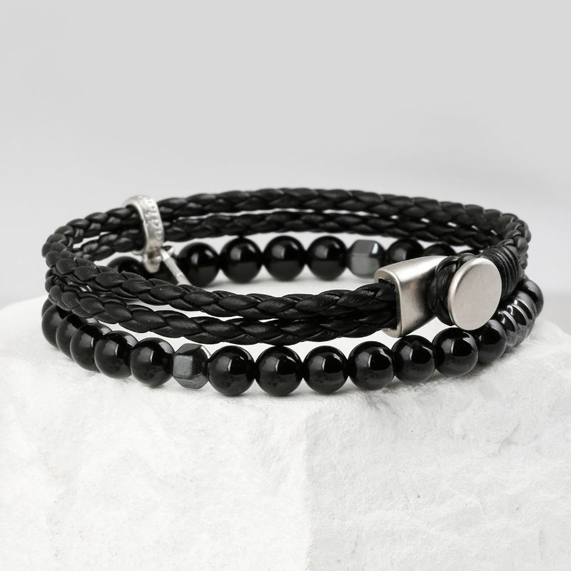 SVB-198 MONSTA X I.M Leather & Onyx Bracelet Set Unisex