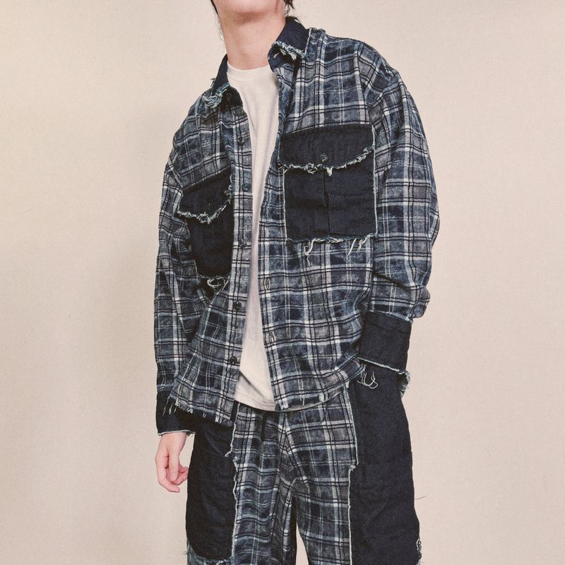 grunge burner check shirt_blue