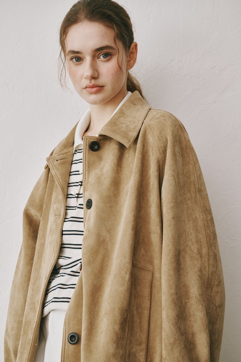 Suede half coat (Beige)
