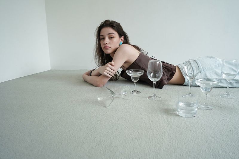 Tie satin blouse_brown