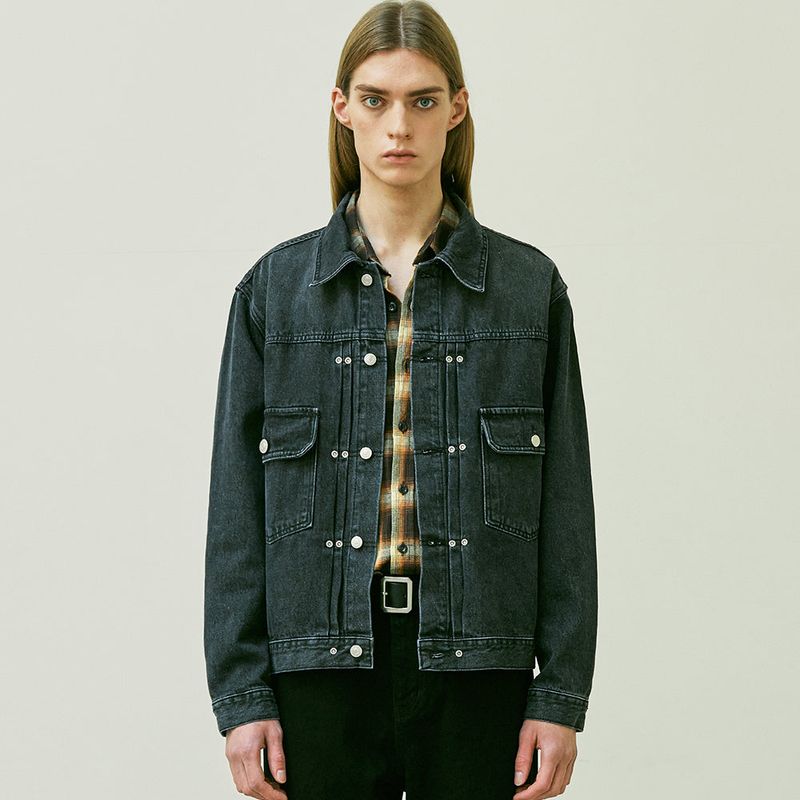 RIVETED 2ND TYPE DENIM JACKET BLACK