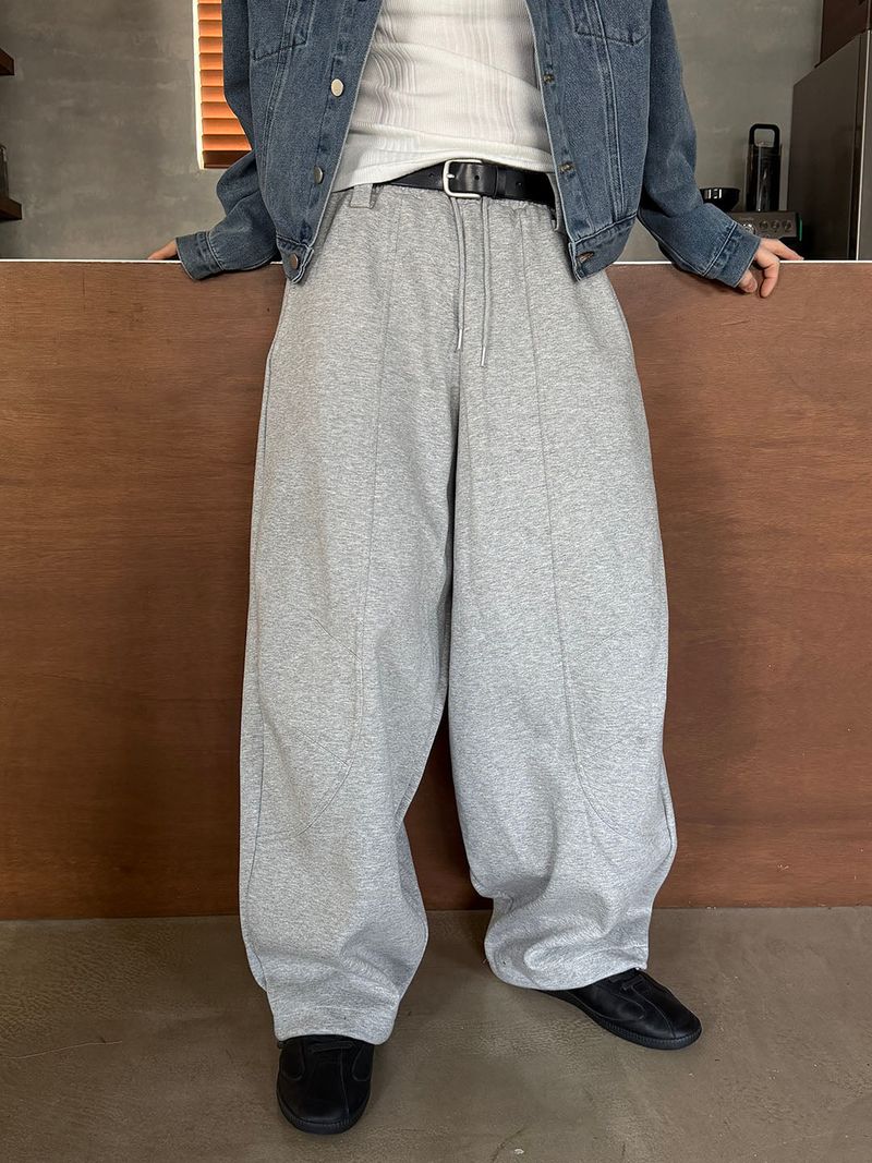 Belted wide sweat pants(3color)