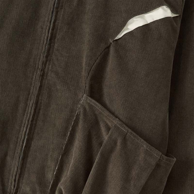 Corduroy Contrast Quilted Blouson - BROWN