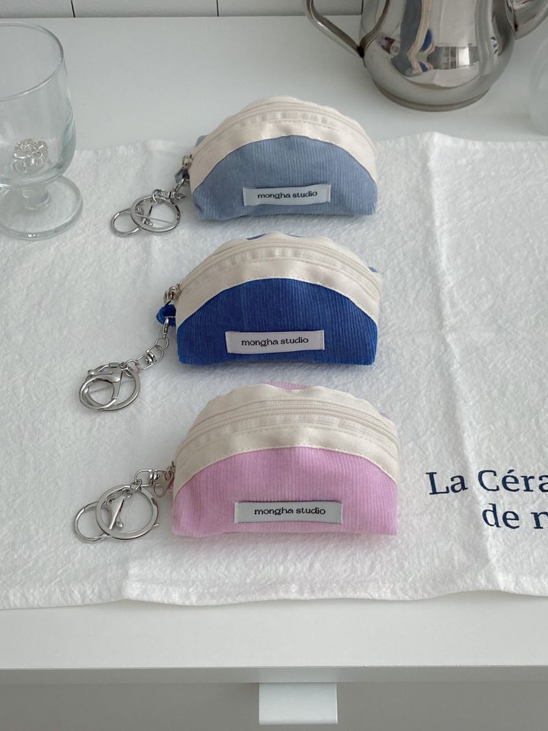  keyring pouch - corduroy (marine blue)