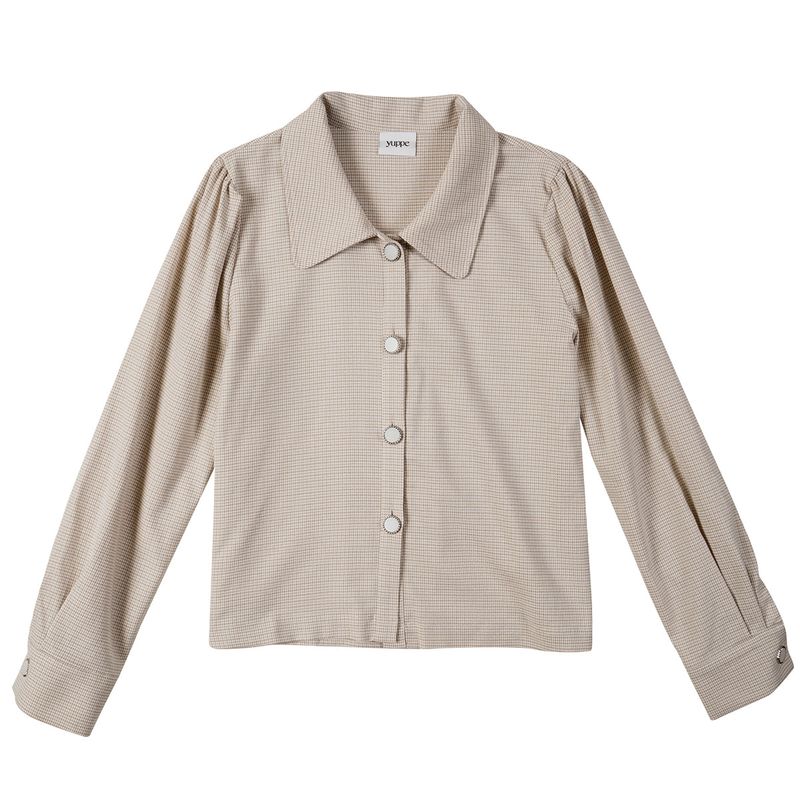 チェックパフシャツ / CHECK PUFF SHIRT_BEIGE