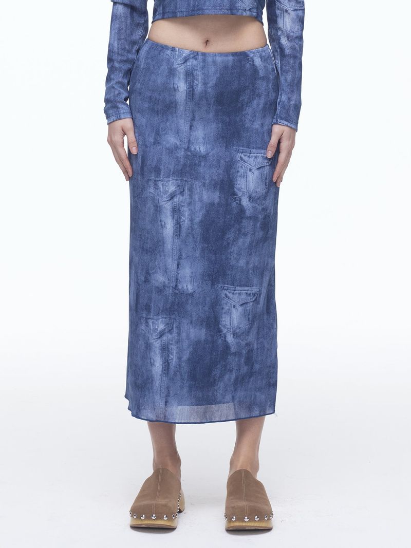 Denim Mesh Long SK(BL)