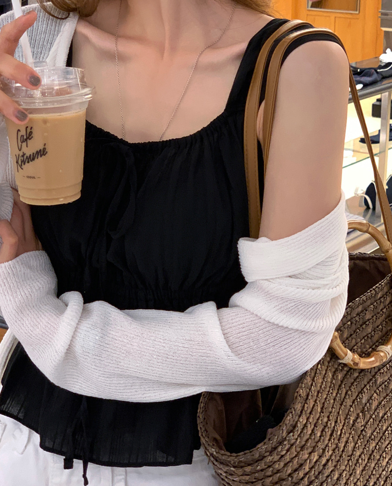 Heather Ribbon Sleeveless Blouse / 2 colors