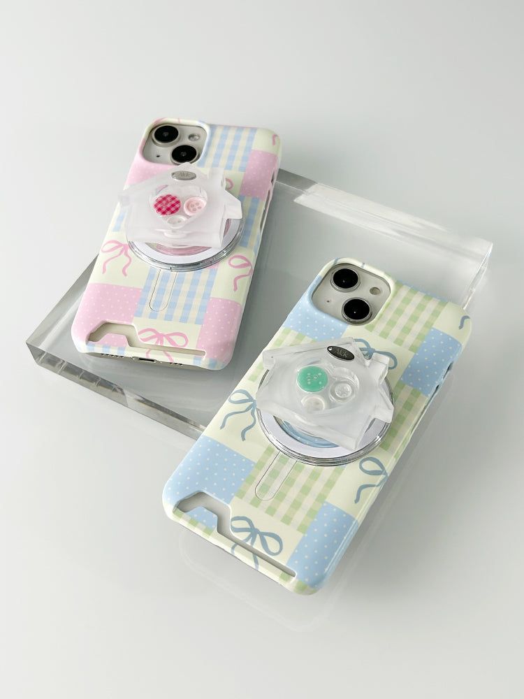 Ribbon Pattern Magsafe Card Hard Case(Blue)