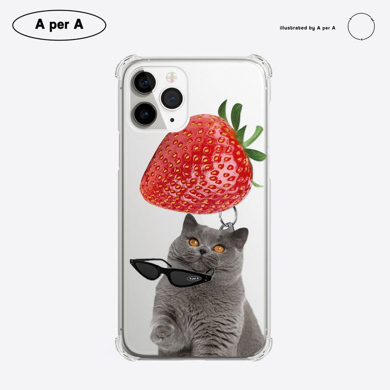 A per A(エイパーエイ)の「Big strawberry gray cat(Smartphone Accessories)」