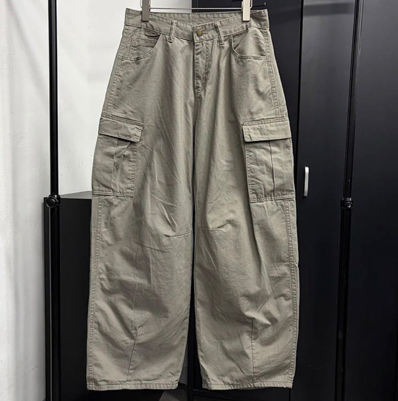 Grayish wide cargo pants