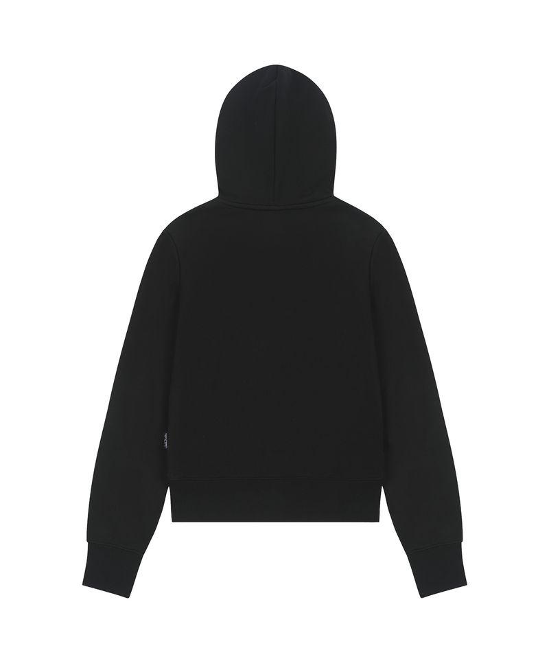 Diagonal Cut Eyelet Hoodie Zip-up - BLACK