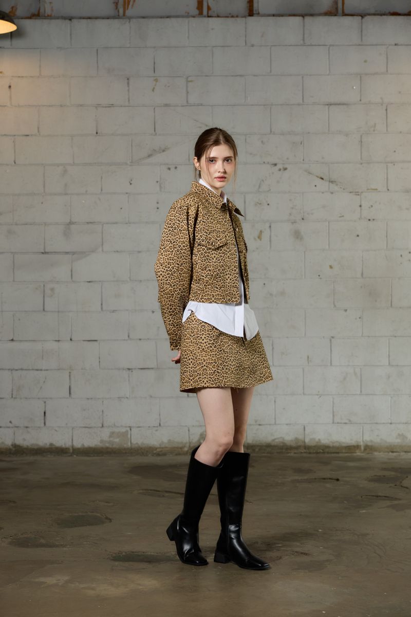 LEOPARD MINI SKIRT / BEIGE