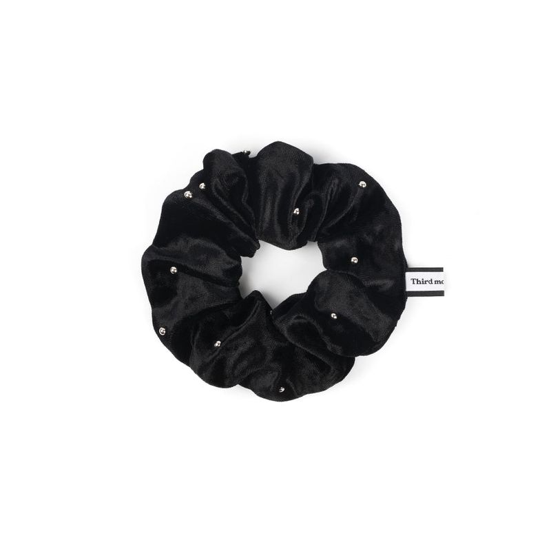 Velvet Dot Scrunchie (Black)