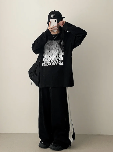 Enz Side Track Line Wide Pants