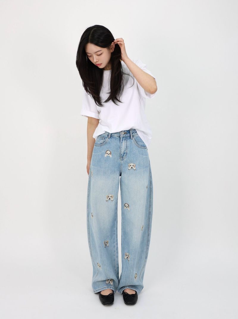 PUPPY EMBROIDERED CURVED DENIM code 26225
