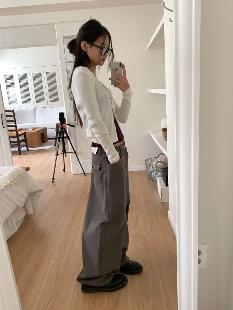 TWILL BACK POCKET STUD PANTS (3C)