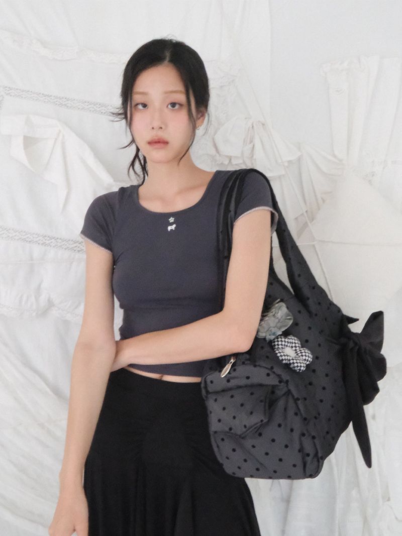 Kitten Crop Tee (Charcoal)