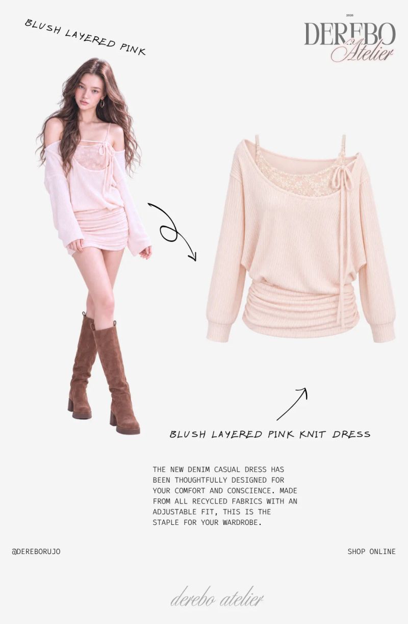 Blush Layered Pink Knit Dress 