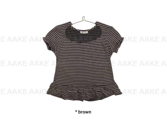STRIPE HALTER FRILL TEE