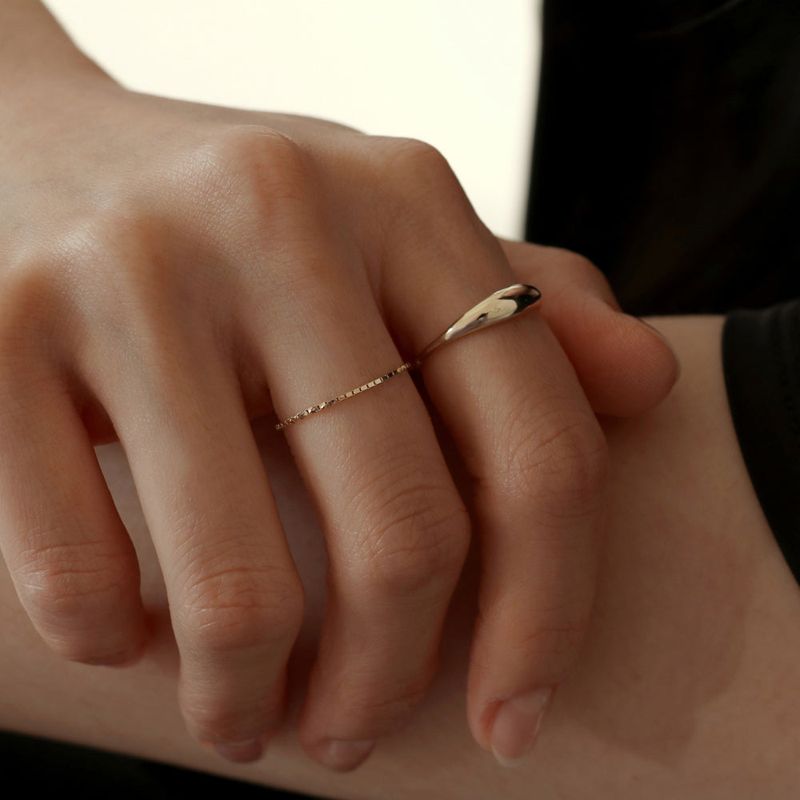 14K gold square chain ring