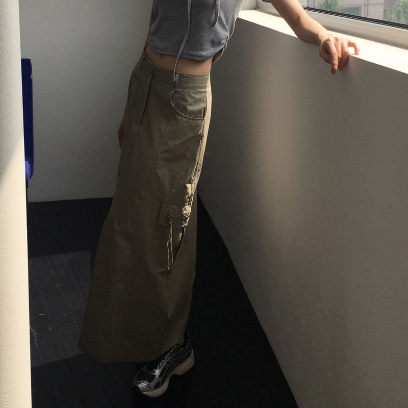 Botto cargo pocket slit long skirt