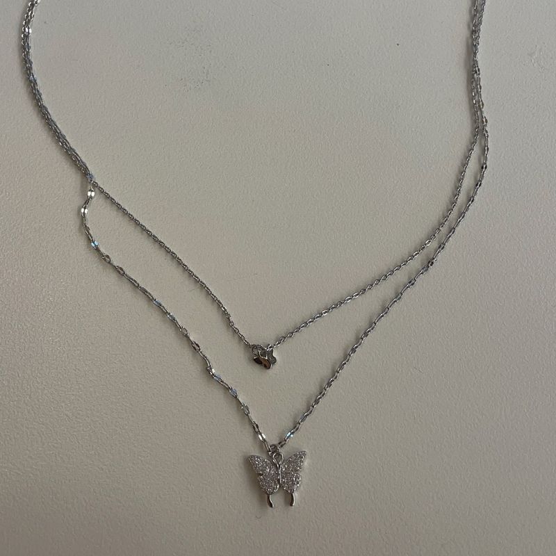 butterfly layered necklace (925silver)
