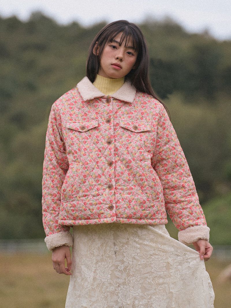 Flower Quilted Corduroy Napping Jacket (2colors)