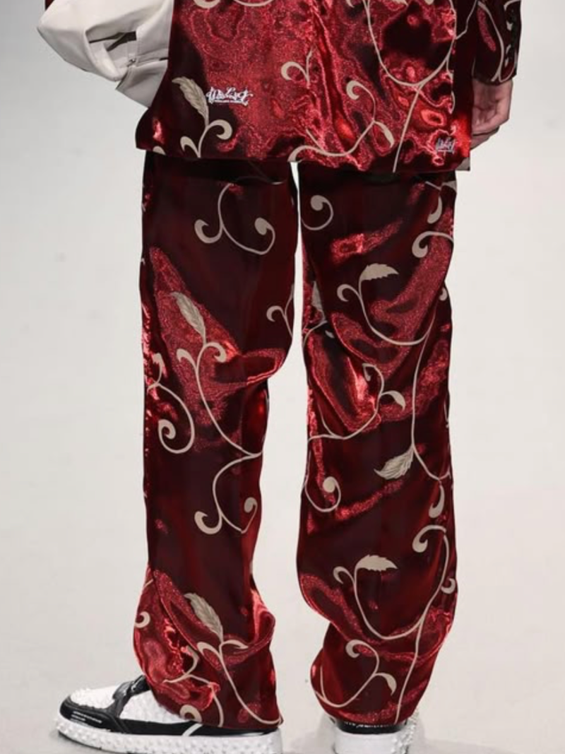 Red Glimmer  Soft  Constructed  Trousers 