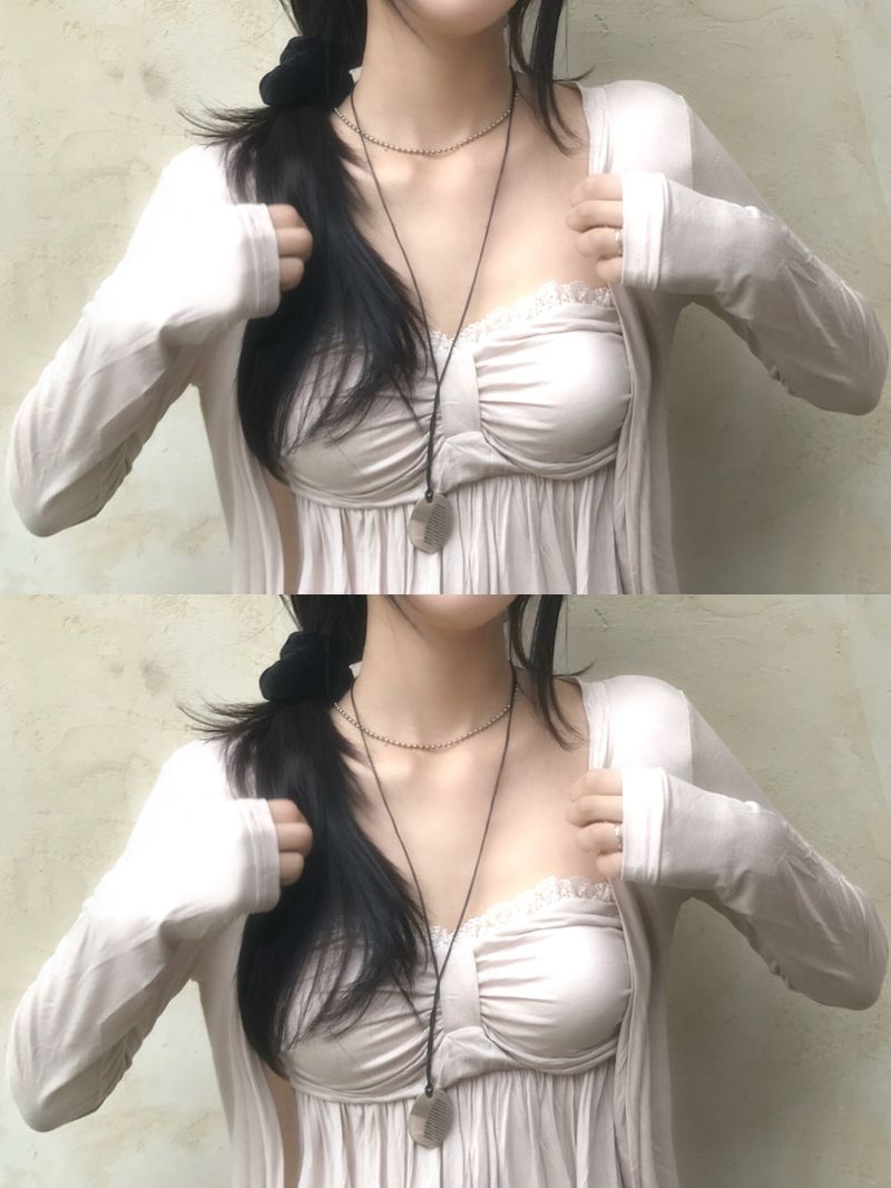 Needs Inner Cap Lace Flare Top & Cardigan SET