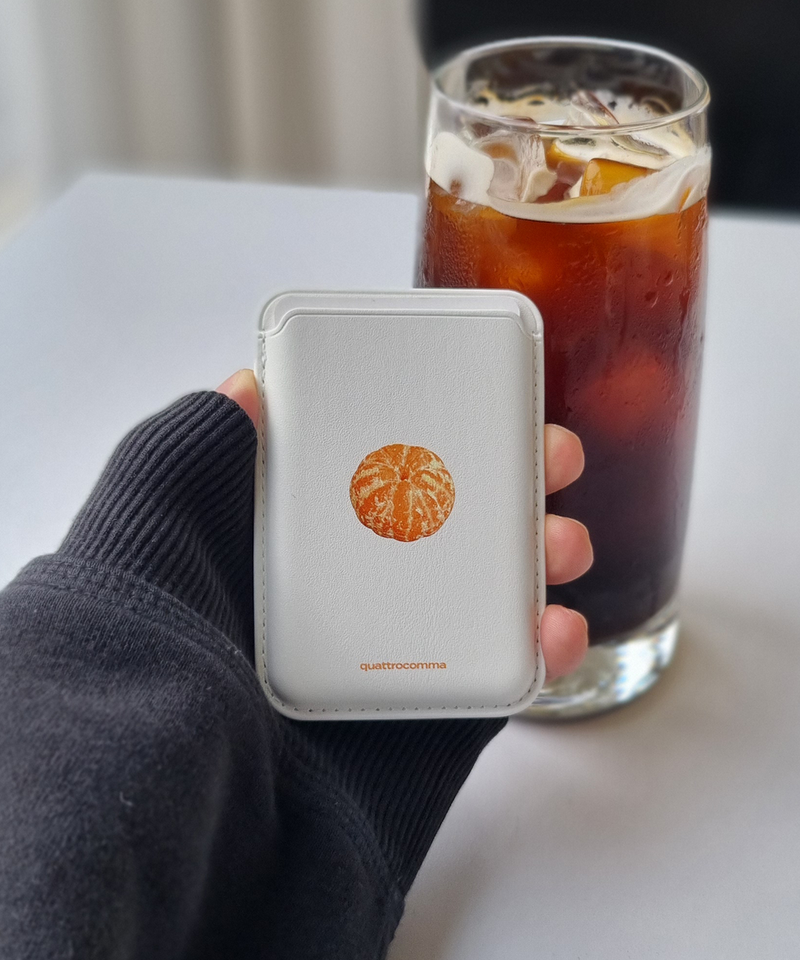 tangerine MagSafe leather card wallet 
