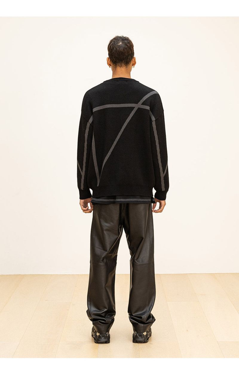 LAMSKIN CURVED LINE PANTS
