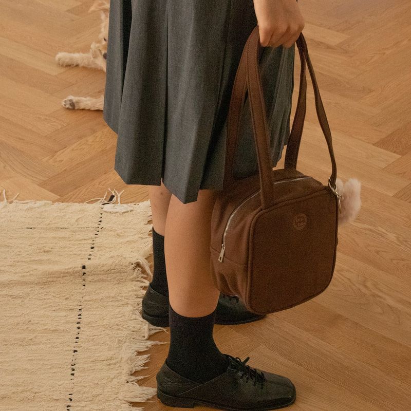 square suede bag _choco brown