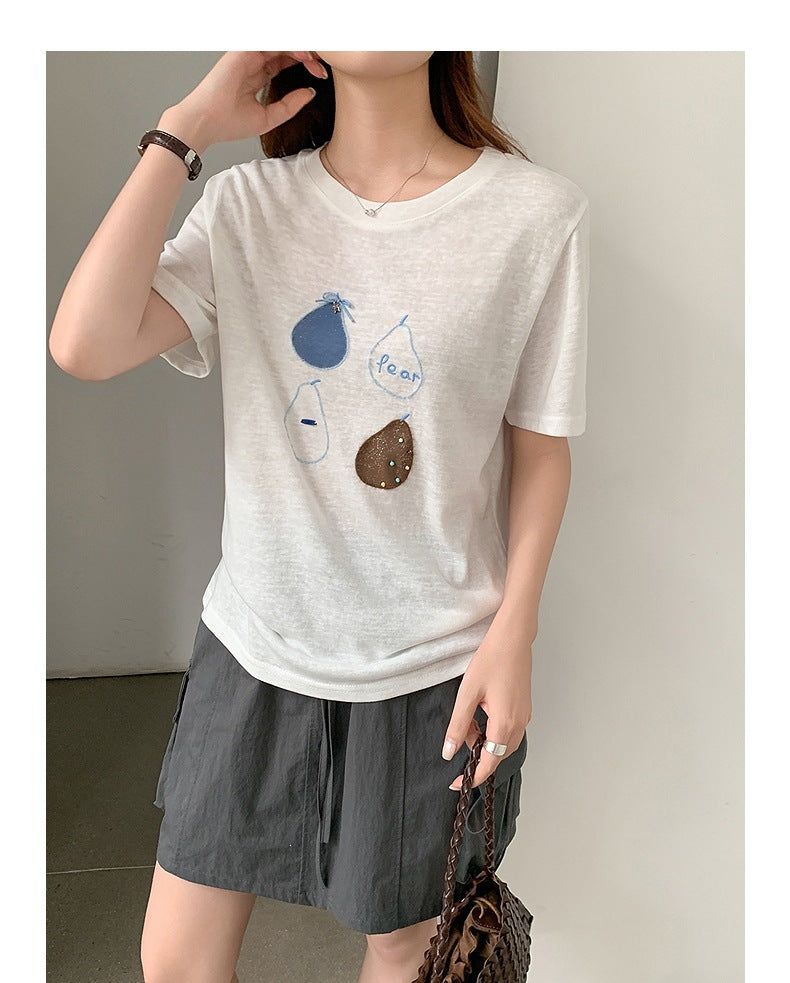 Cute Pear Art Crew Neck T-Shirt