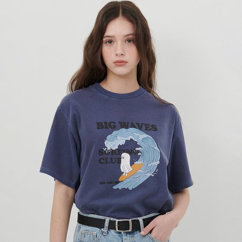 AWE BORN US（アボンアス）の「【MADE】SURF GHOST PRINT T-SHIRT [NAVY]（Tops）」