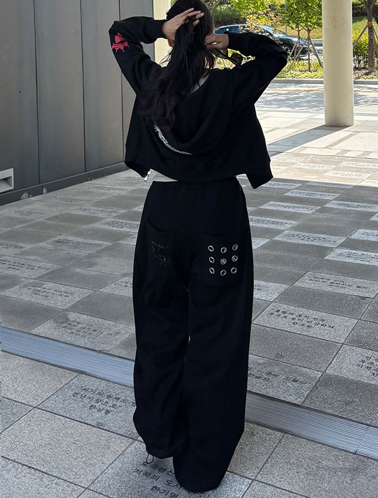 FABULOUS ARCHIVE（ファビュラス アーカイブ）の「ペガサス アイレット ポケット バルーン トレーニング パンツ ブラック／ブラック グレー (FCG1PT697M)（パンツ）」