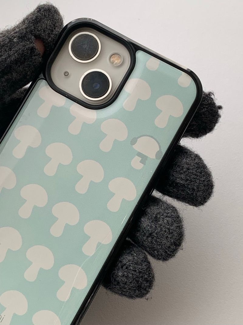 [MADE] mushroom pattern epoxy bumper case_Mint Beige