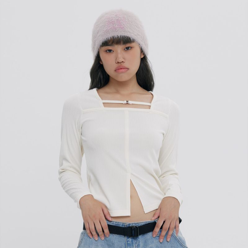 ROMANTIC CROWN（ロマンティッククラウン）の「SQUARE NECK RIBBED TOP（Tops）」