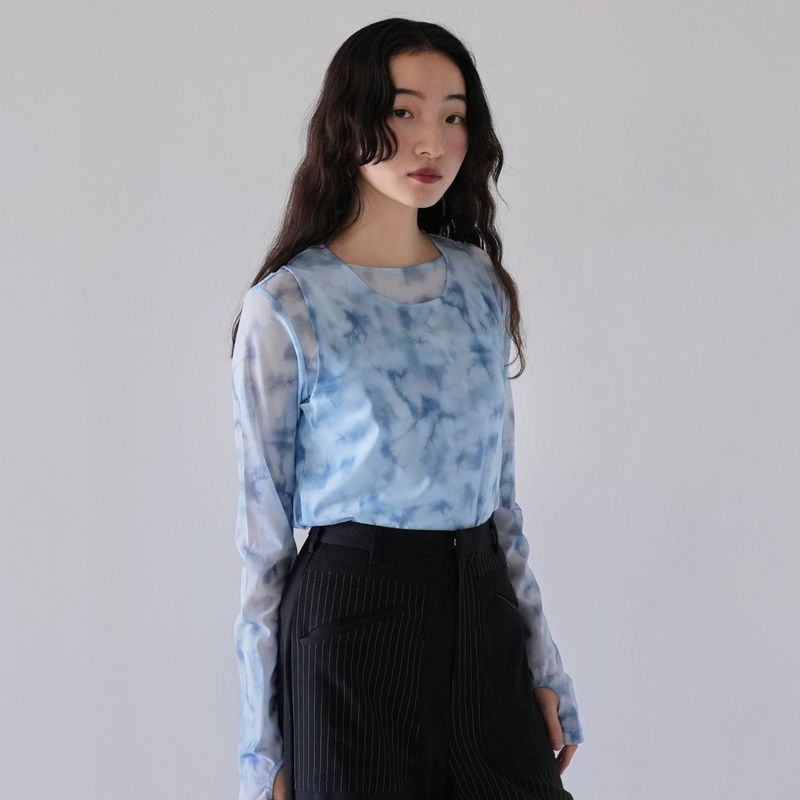 sheer marble layered tops
