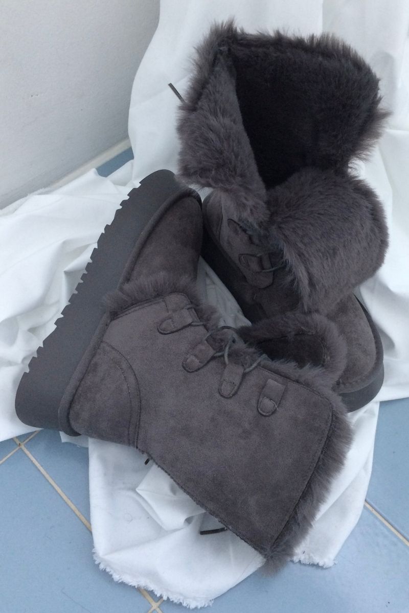 Suede Rabbit Fur Boots