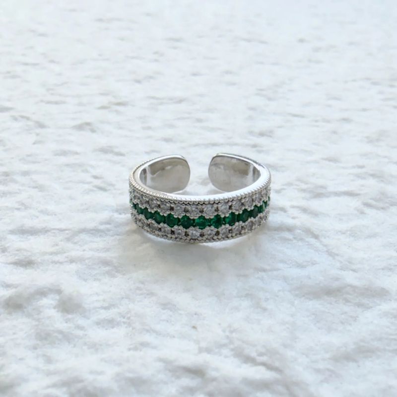 Green Crystal Band Ring