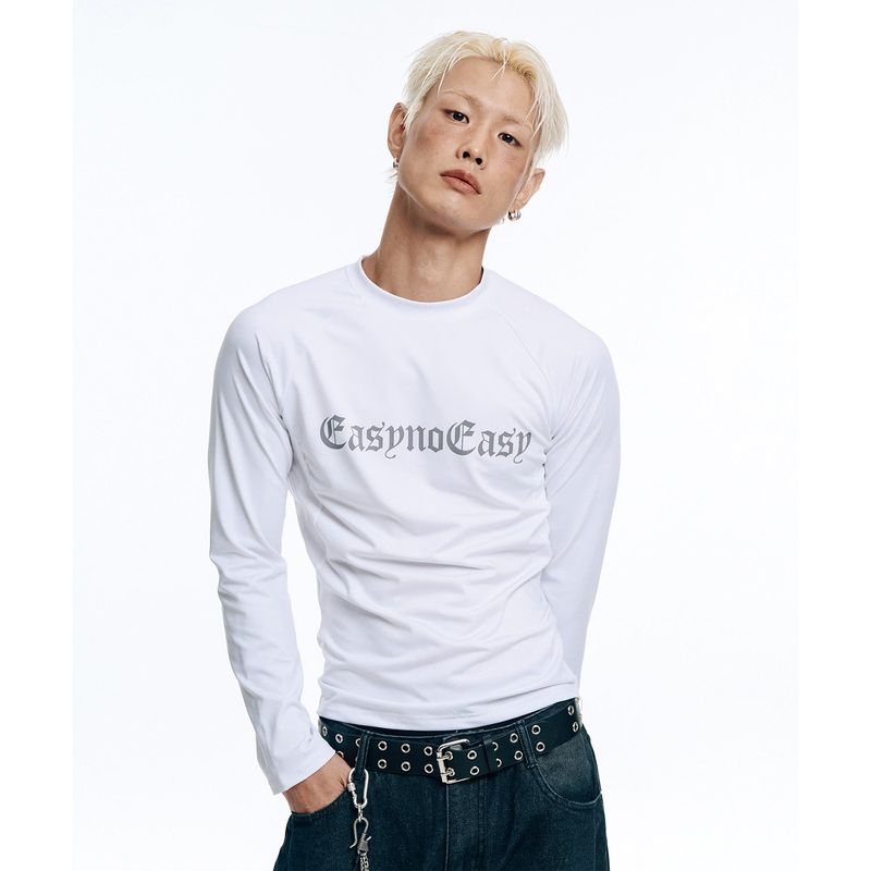 EASY NO EASY（イージーノーイージー）の「Lettering Logo Compression Long Sleeve - White（Tops）」