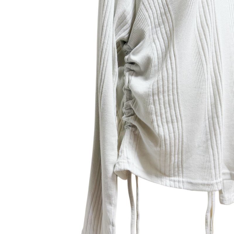 (3color) Shirring Diagonal Button Drape Hoodie Knit Tee