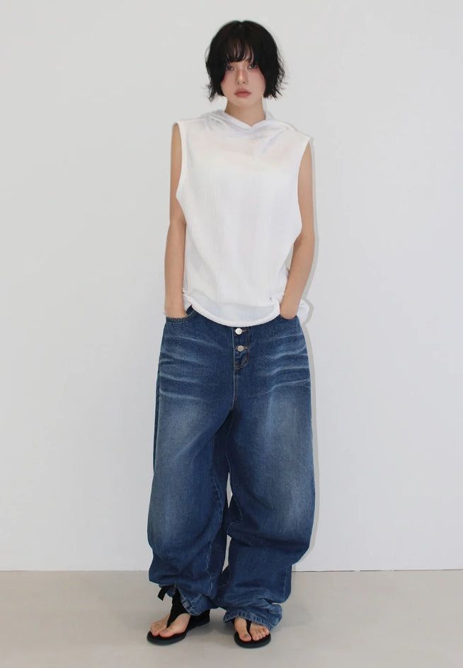 RIBBED HOODED SLEEVELESS