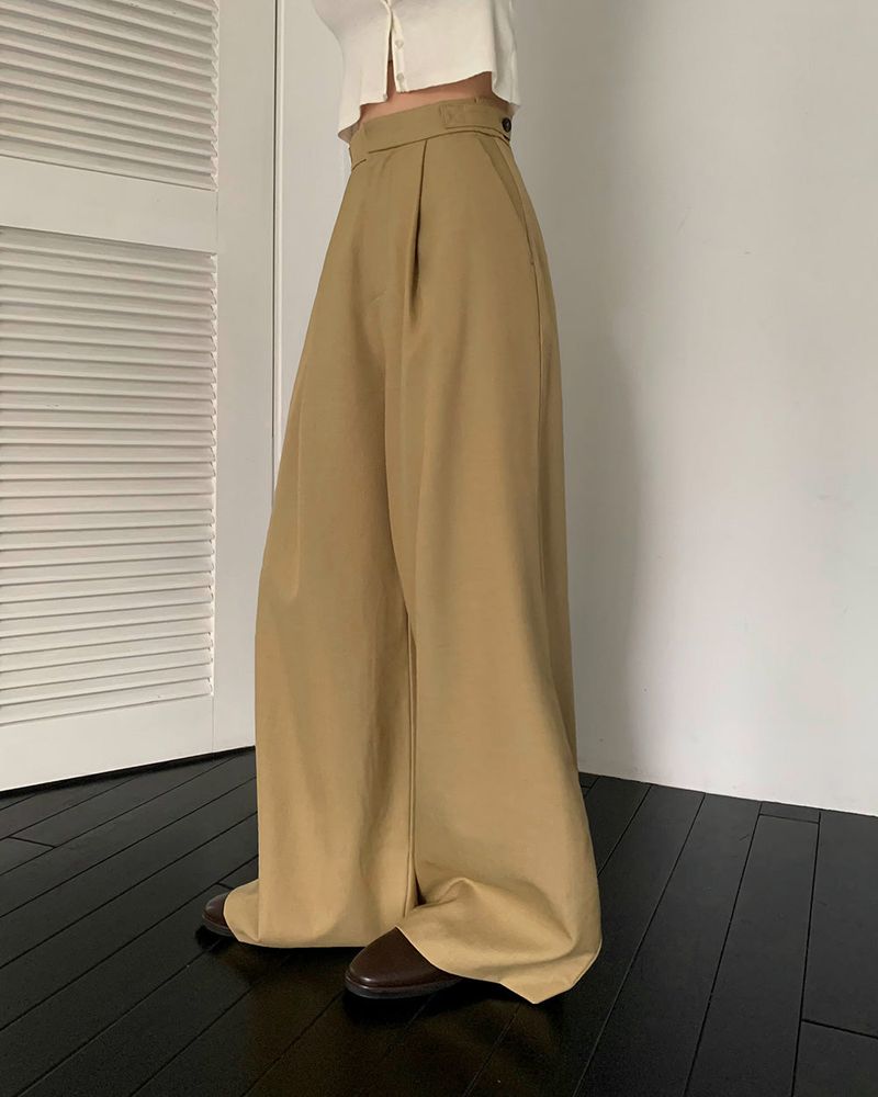 Meld Buckle Pintuck Slacks Pants