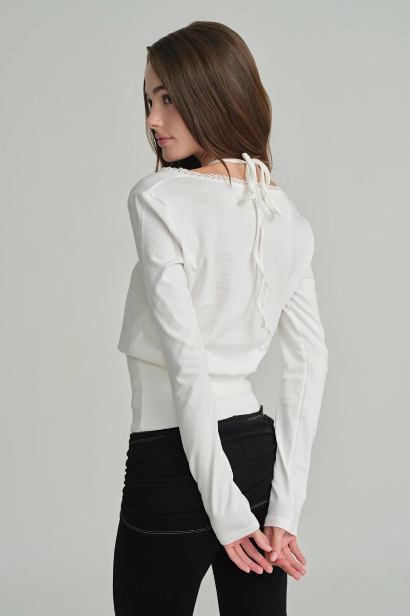 Hazel eyelet top, White