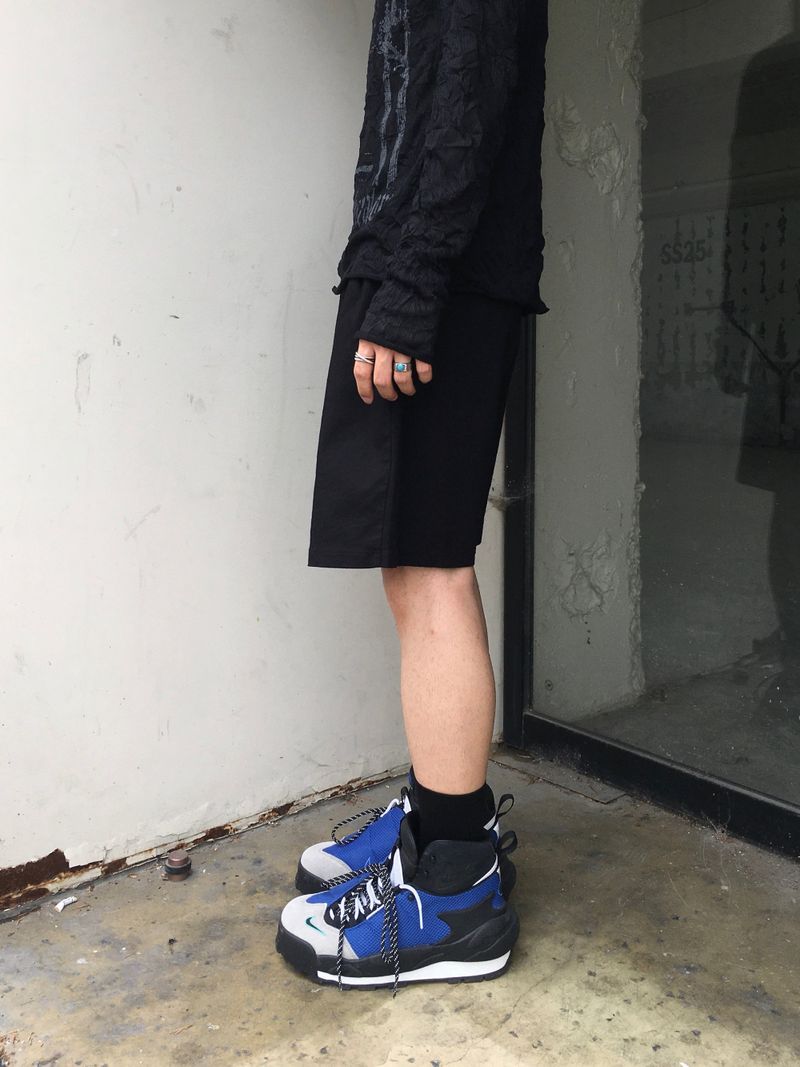 Basic Double-Pintuck Linen Shorts 4C