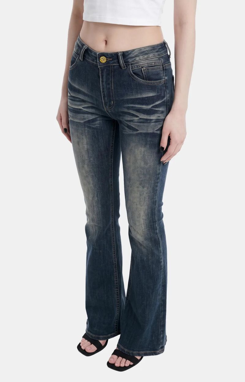 Vintage Washed Bootcut Denim Jeans