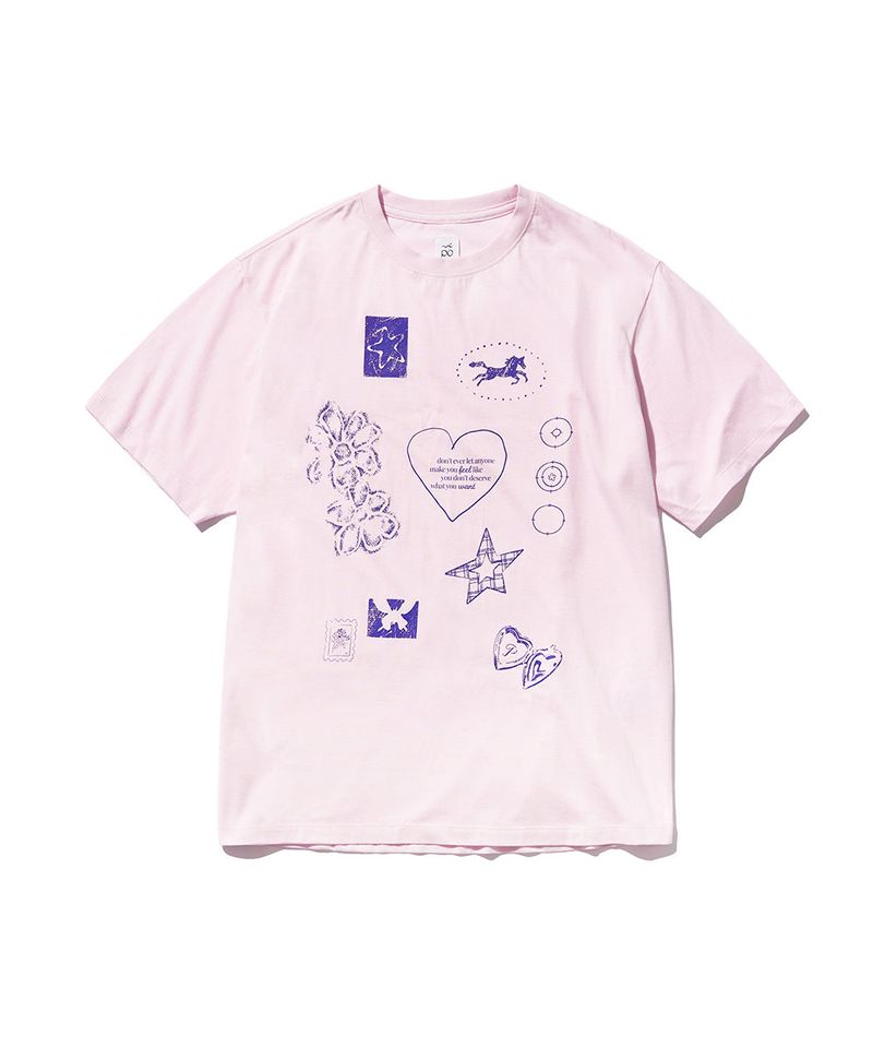 Drawing Diary Oversized T-shirt - Pink